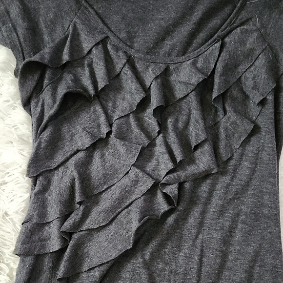 Chic Charcoal Ruffle Tee - Picture 4 of 5